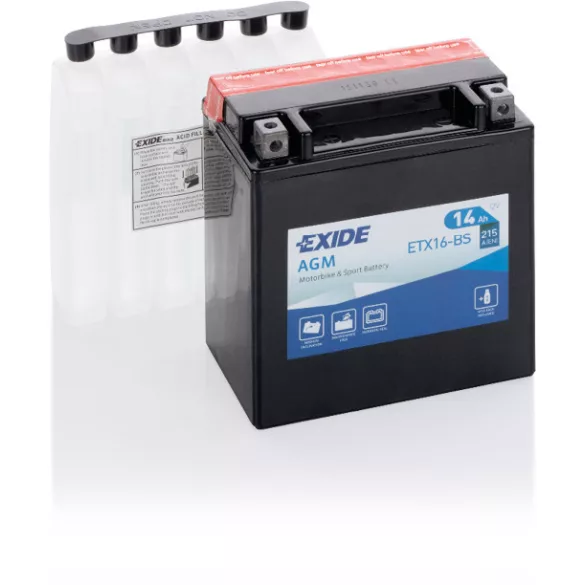 Exide AGM 14Ah 215A Bal+ Motorakkumulátor (ETX16-BS)