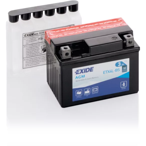 Exide AGM 3Ah 50A Jobb+ Motorakkumulátor (ETX4L-BS)