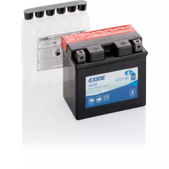 Exide AGM 6Ah 100A Jobb+ Motorakkumulátor (ETZ7-BS)