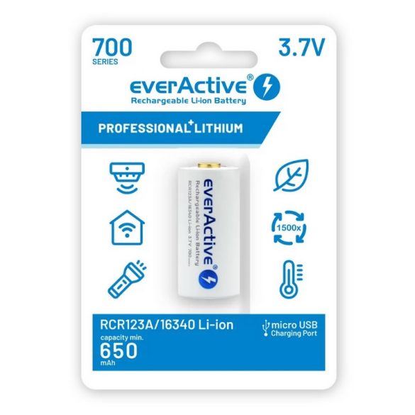 everActive 16340 (cr123) 3,7V Li-ion 650mAh - micro USB