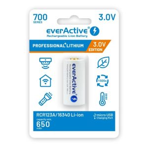 everActive 16340 (cr123) 3V Li-ion 700mAh - micro USB