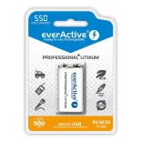 everActive 9V-os Li-ion akku 550mAh/7,4V  USB-C