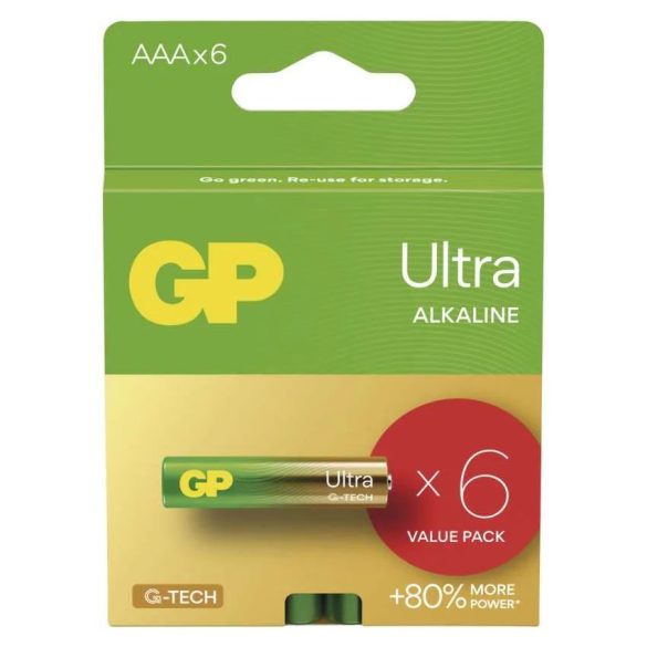 GP Ultra G-TECH alkáli AAA mikró elem (LR03) bliszteres/6 ,B0211V,GP24AU