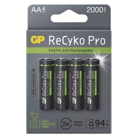 GP ReCyko Pro Photo Flash NiMH Akkumulátor HR6 (AA) 2000mAh 4db B2420