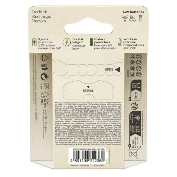 GP ReCyko NiMH akku HR6 (AA) 2600mAh bl/6 B2527V