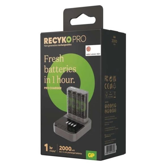GP akkutöltő Pro P461 + 4×AA ReCyko 2700 + DOCK B50460D