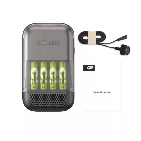 GP CHARGE 10 S491 intelligens gyorstöltő + 4xAA Recyko Charge 10 akku B56499