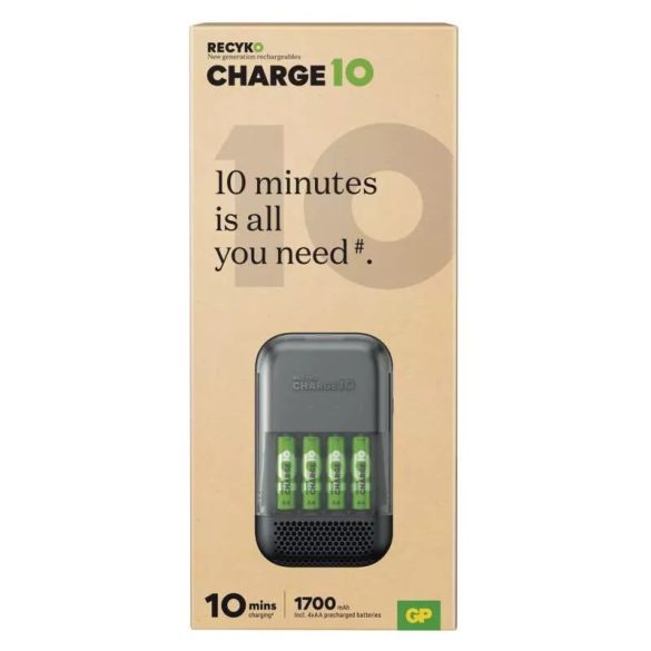 GP CHARGE 10 S491 intelligens gyorstöltő + 4xAA Recyko Charge 10 akku B56499
