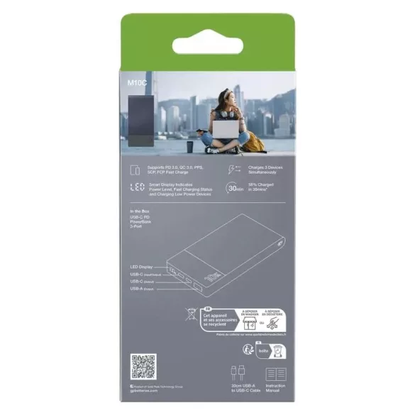 GP Powerbank M2+ Series, 10 000 mAh, 22,5 W, kék B6310BL
