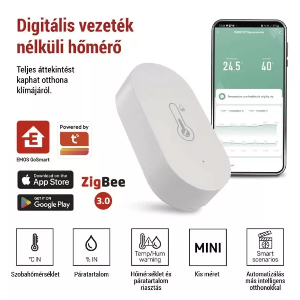 EMOS GoSmart Digitális vezeték nélküli hőmérő EGS0102 ZigBee