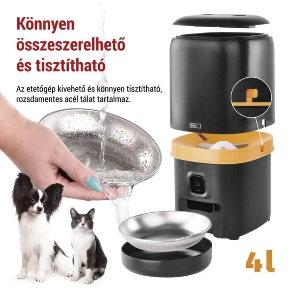 EMOS GoSmart állateledel adagoló kamerával Pet Care, 4 l, fekete, Wi-Fi H6004