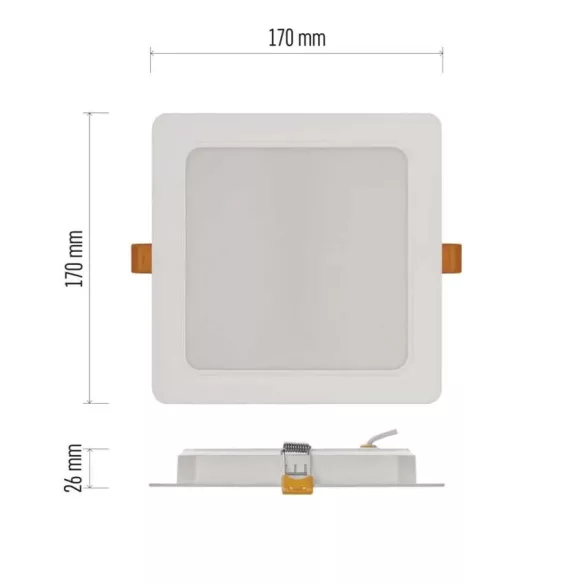 EMOS LED süllyesztett lámpa RUBIC, négyzet, fehér, 18W, természetes fehér ZD2442