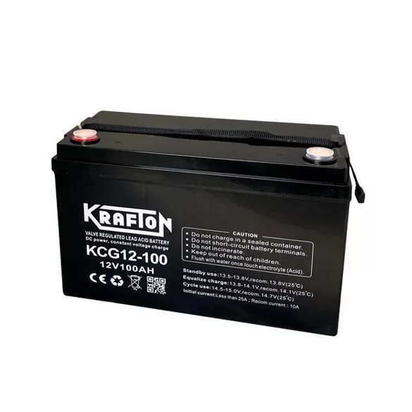 Krafton AGM - GEL 100Ah Bal+ Akkumulátor (KCG12-100)