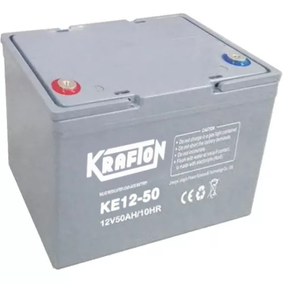 Krafton VRLA Heavy Duty 50Ah (10hr) Bal+ Akkumulátor, saruméret: M6 (KE12-50HD)