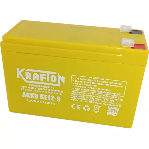 Krafton VRLA Long Life 9Ah (10hr) Bal+ Akkumulátor (KE12-9)
