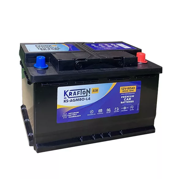 Krafton AGM 80Ah 800A Jobb+ Akkumulátor (KS-AGM80-L4)