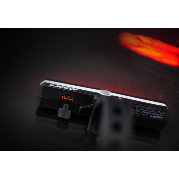 MAARS MR 805B hátsó kerékpár lámpa tölthető COB LED-es piros 150 lumen