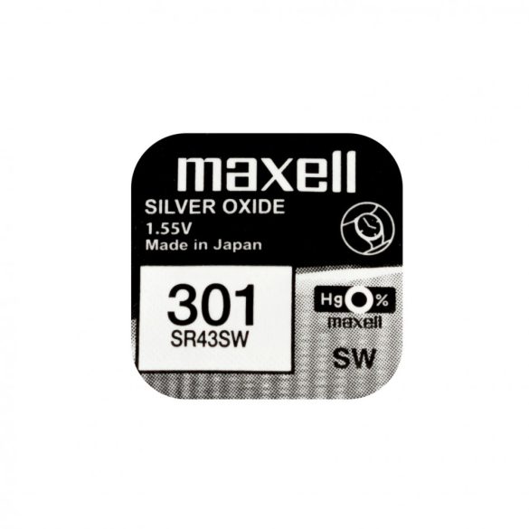 Maxell 301,386 ezüst oxid gombelem (SR43SW,1132,386) 1,55V