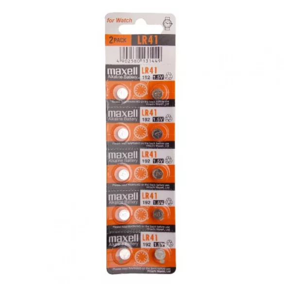 Maxell LR41 (AG3,192) alkáli gombelem 1,5V bl/10