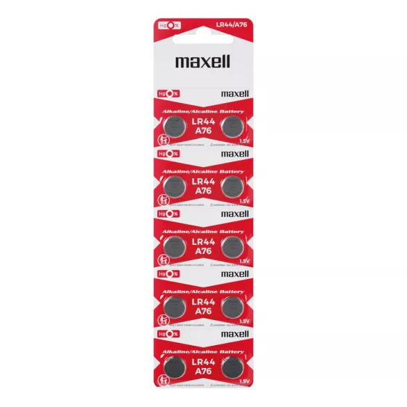 Maxell LR44 (AG13,A76) alkáli gombelem  1,5V bl/10 ( 5x2 db)