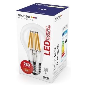 MODEE LED FILAMENT GLOBE A60 8W E27 360° 2700K (750 LUMEN)