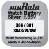 MURATA(Sony) 301/386 SR43 ezüst-oxid gombelem 1,55V bl/1