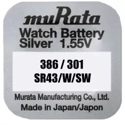 MURATA(Sony) 301/386 SR43 ezüst-oxid gombelem 1,55V bl/1