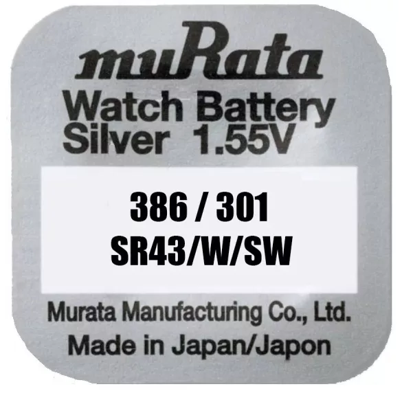 MURATA(Sony) 301/386 SR43 ezüst-oxid gombelem 1,55V bl/1
