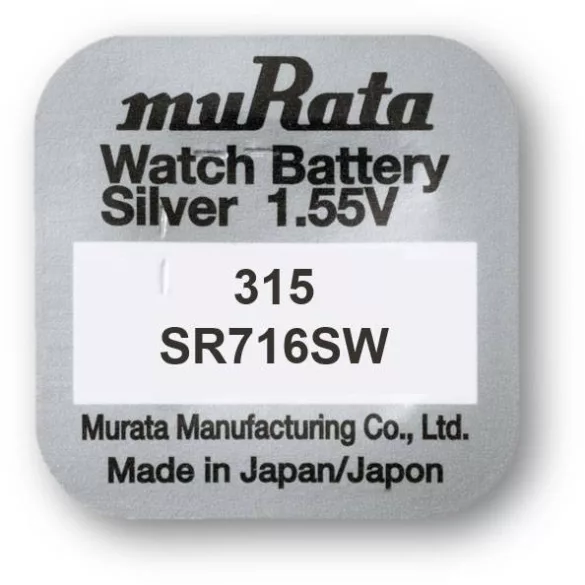 MURATA(Sony) 315,SR716SW,SR67 ezüst-oxid gombelem 1,55V bl/1
