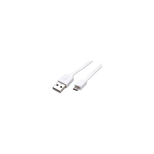 Minőségi USB KÁBEL 2.0 A dugó - micro B fehér 1m (28AWG/1P+22AWG/2C)