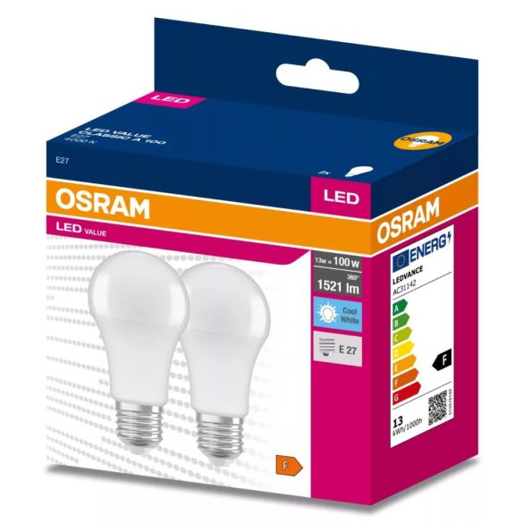 OSRAM Value LED E27 13W-4000K 1521lumen GLOBE CLASSIC A 100/2