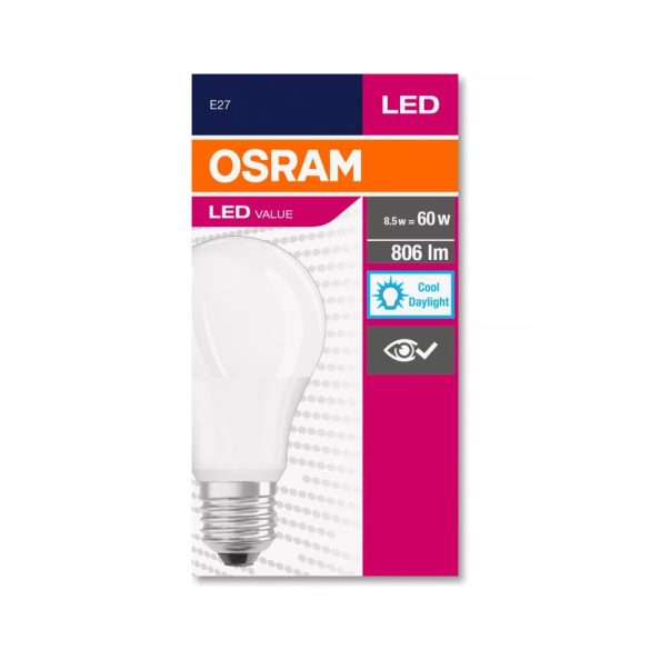 OSRAM Value LED E27 8,5W-6500K 806lumen GLOBE CLASSIC A 60