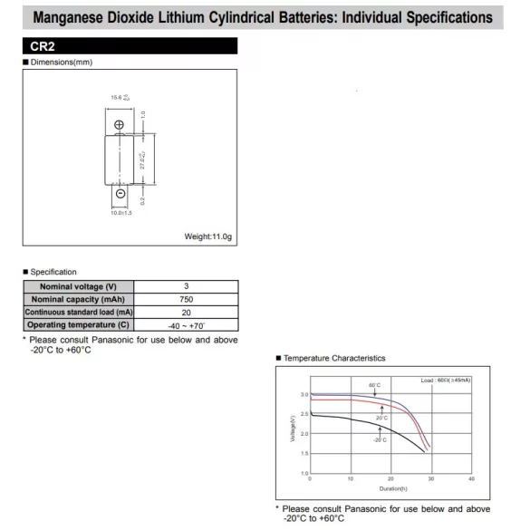 Panasonic CR2 lithium elem 3V bl/1