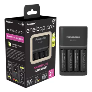 Panasonic Eneloop BQ-CC55E töltő+4db BK-3MCDE 2500mAh AA akku PRO