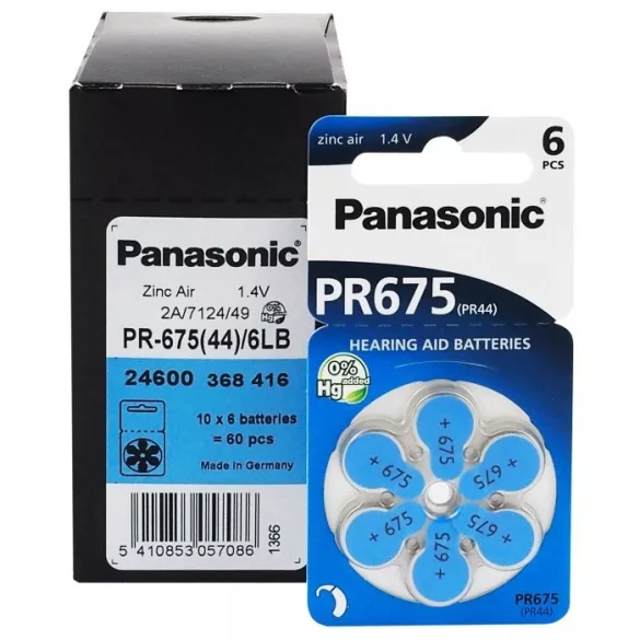 Panasonic PR44 "675" hallókészülék elem BL/6