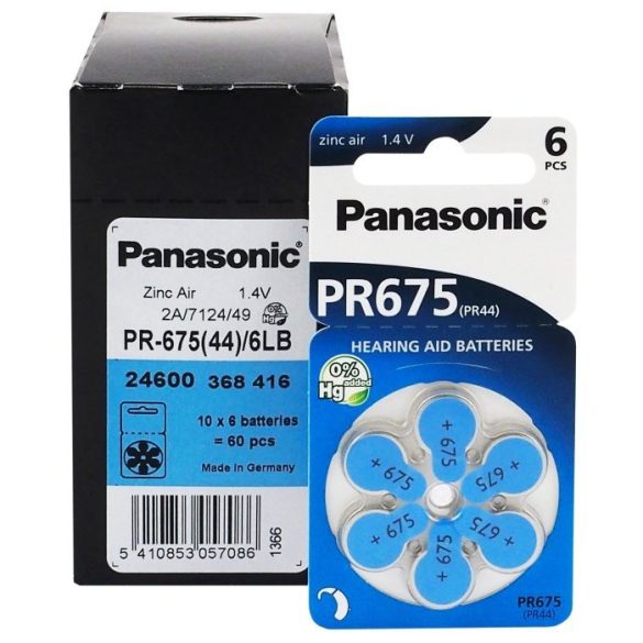Panasonic PR44 "675" hallókészülék elem BL/6