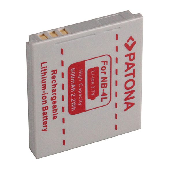 CANON kamera akku NB-4L Digital Ixus 30 40 50 utángyártott (Patona) 3,7V 600mAh