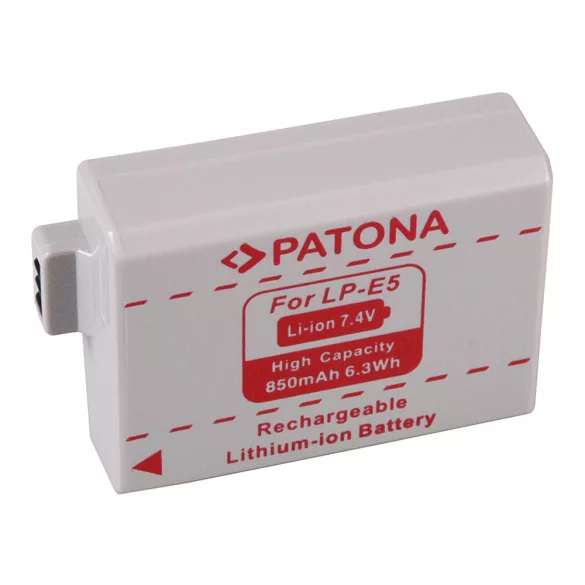 CANON kamera akku EOS-450D, LPE5 utángyártott (Patona) 7,4V 850mAh