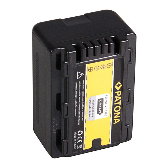 Panasonic kamera akku VW-VBK180 utángyártott(Patona) 3,6V 1790mAh