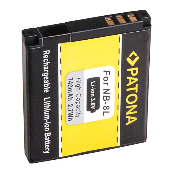 Canon kamera akku NB-8L utángyártott (Patona)3,7V 740mAh A2200 A3000 IS