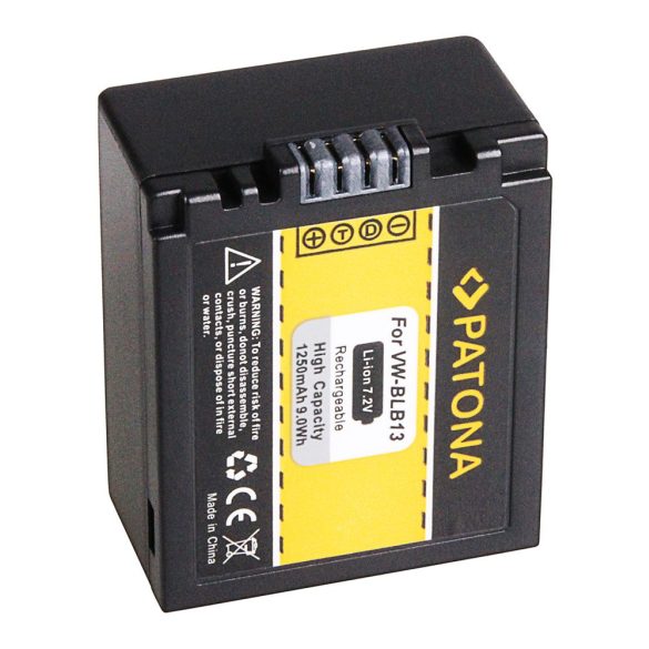 Panasonic kamera akku VW-BLB13 utángyártott (Patona) 7,2V 1250mAh