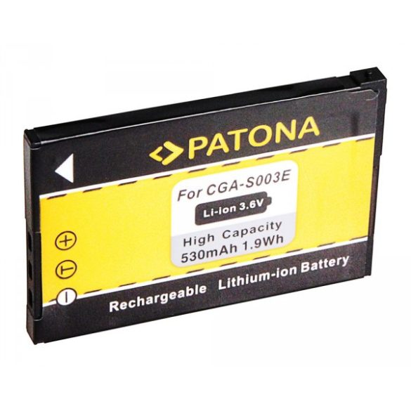 Panasonic CGA-S003E SA-SA30 SV-AS10 SV-AV50 utángyártott (Patona) 3,6V 530mAh