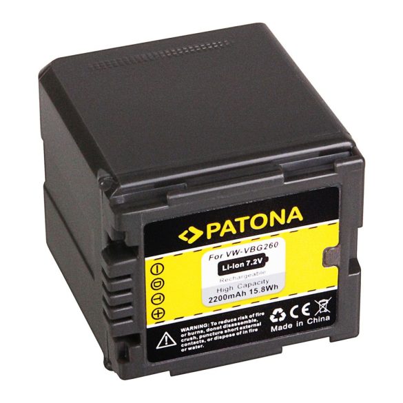 Panasonic kamera akku VW-VBG260 utángyártott (Patona) 7,2V 2200mAh