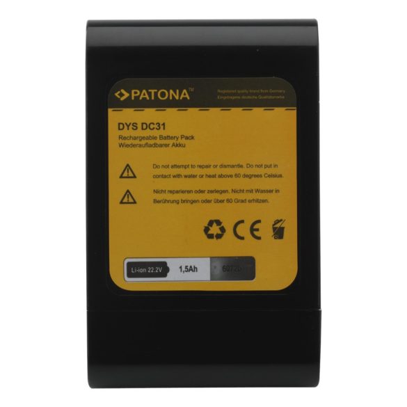 DYSON DC31 DC34 DC35 22,2V 1500mAh akkumlátor utángyártott (Patona) Li-Ion