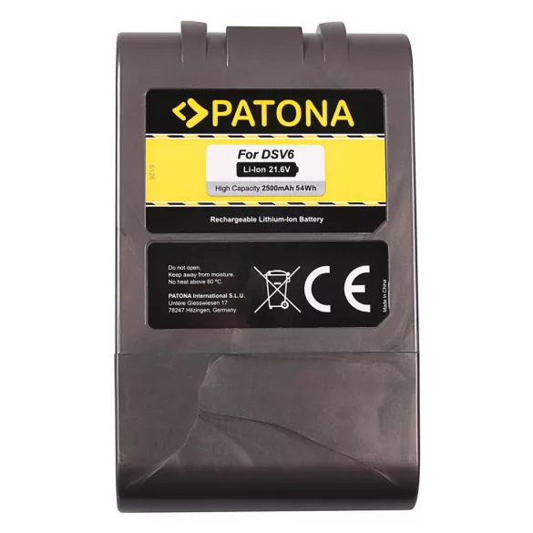DYSON V6 DC56 SV03 21,6V 2500mAh akkumulátor utángyártott (Patona) Li-Ion