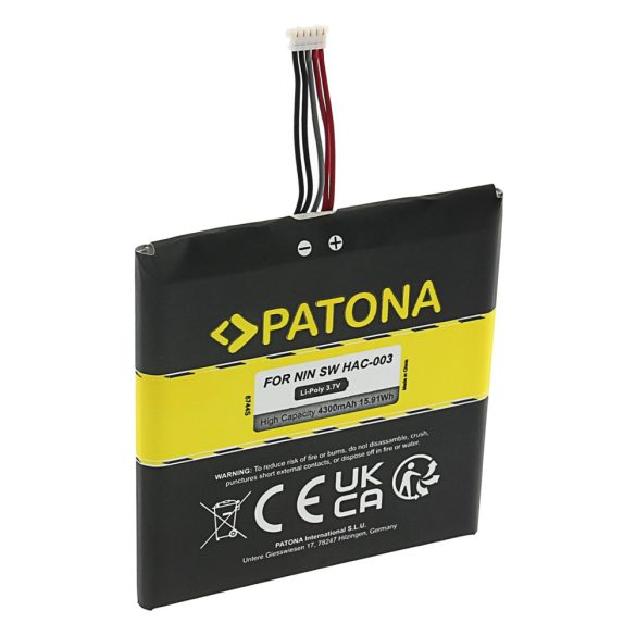 NINTENDO Switch HAC-003 utángyártott akkumulátor (PATONA)3,7V 4300mAh