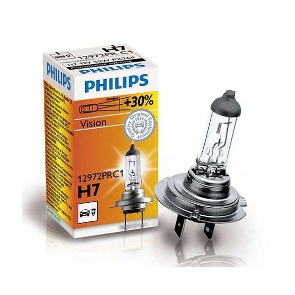 Philips H7 VISION autó izzó 12V 55W +30%  fény!
