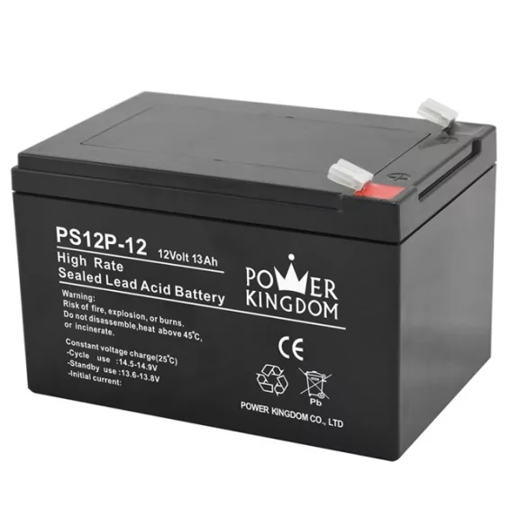 POWER KINGDOM 12V 12Ah PS12P-12 vontatás akku,VRLA,151x98x95mm Faston 4,7mm (T1)