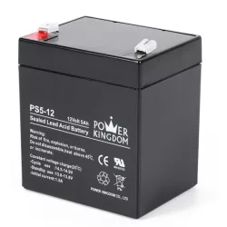 POWER KINGDOM 12V 5Ah PS5-12  ólomakku,VRLA, 90x70x100mm Faston 6,3mm (T2)