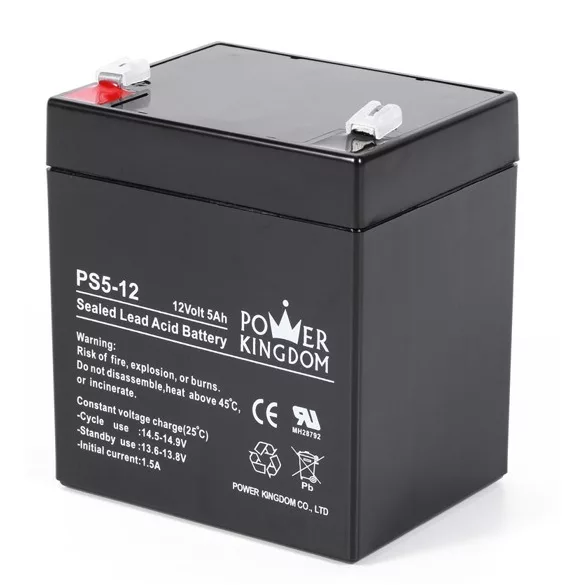 POWER KINGDOM 12V 5Ah PS5-12  ólomakku,VRLA, 90x70x100mm Faston 6,3mm (T2)